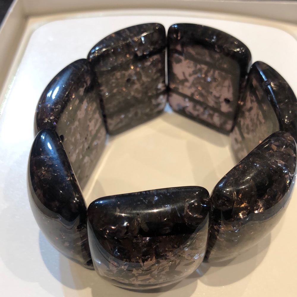 Clunky 70s Amber Resin Stretch Bracelet